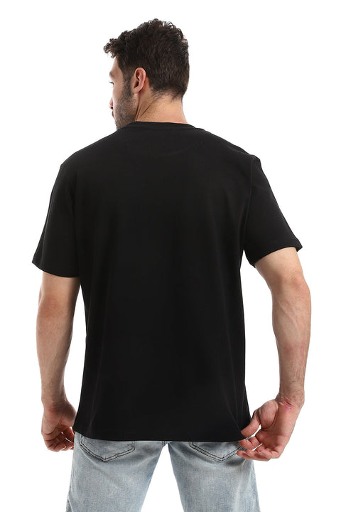 Printed Pattern Regular Fit T-Shirt - Black