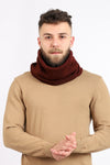 Knitted Slip On Cowl Scarf - Burgundy