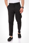 Slim Fit Pants With Decorative Chain - Black