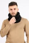 Knitted Slip On Cowl Scarf - Black