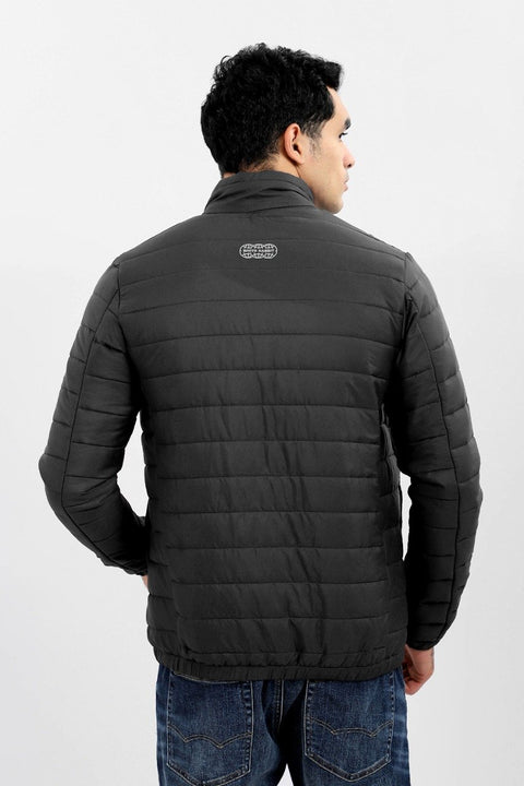 Stitched Pattern With Front Pocket Jacket - Black